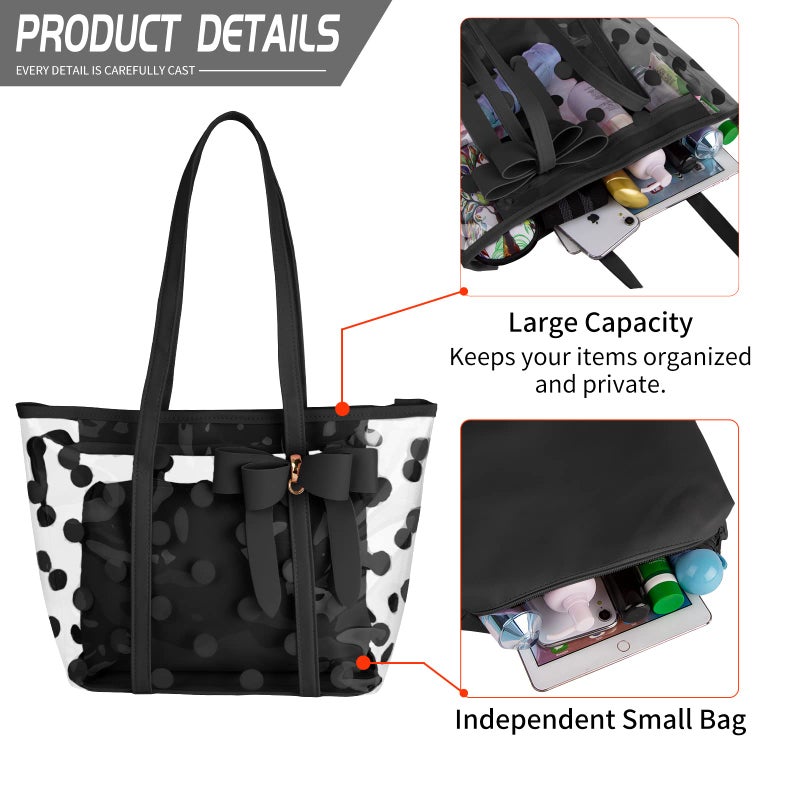 PG6 FF1 Women Waterproof Clear Tote Shoulder Bag Handbag Beach Shopping Bag Work Bag - Image 3